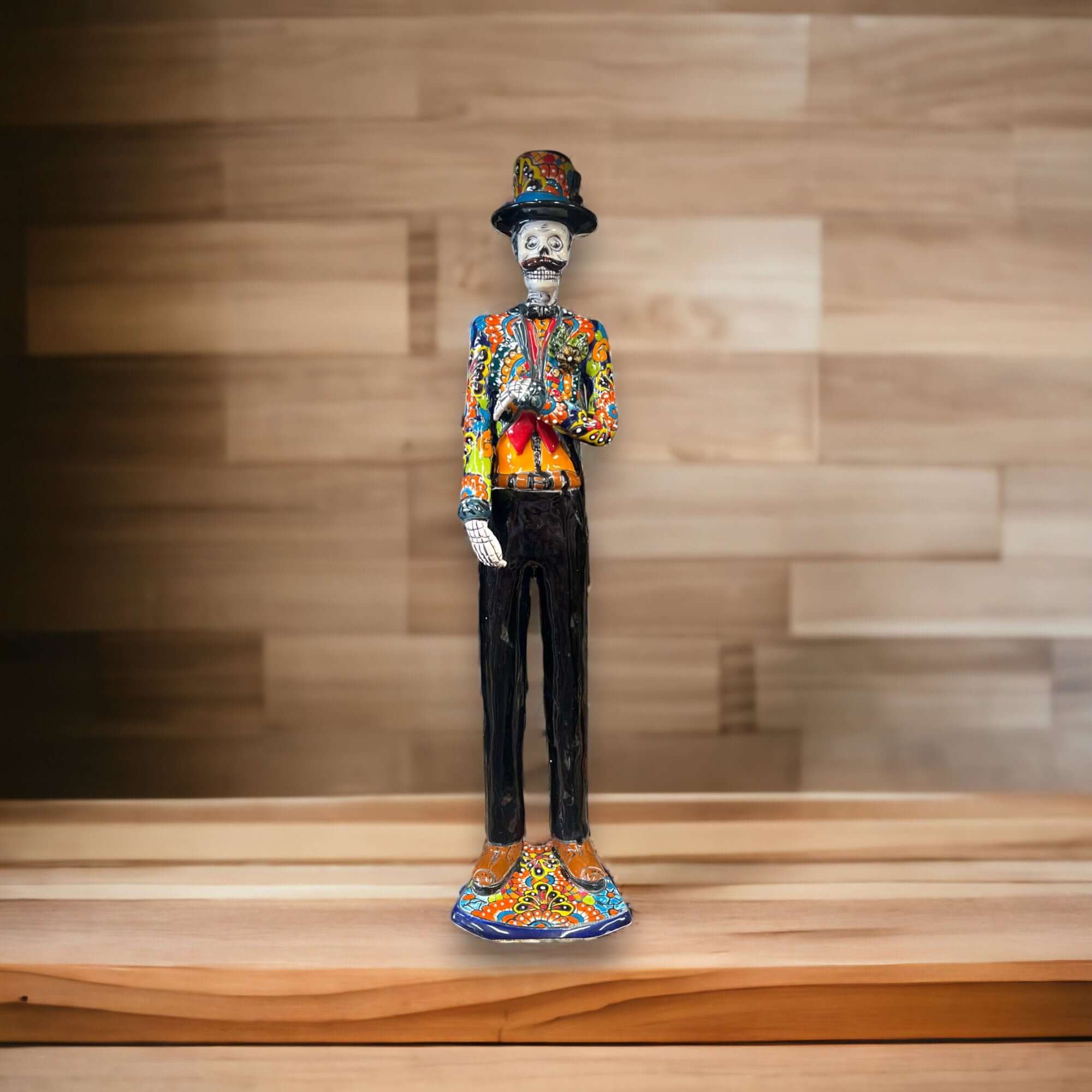 Talavera Skeleton Bride & Groom Set | Day of the Dead Pottery Talavera Statue La Vie Bien Talavera Skeleton Bride & Groom Set | Day of the Dead Pottery