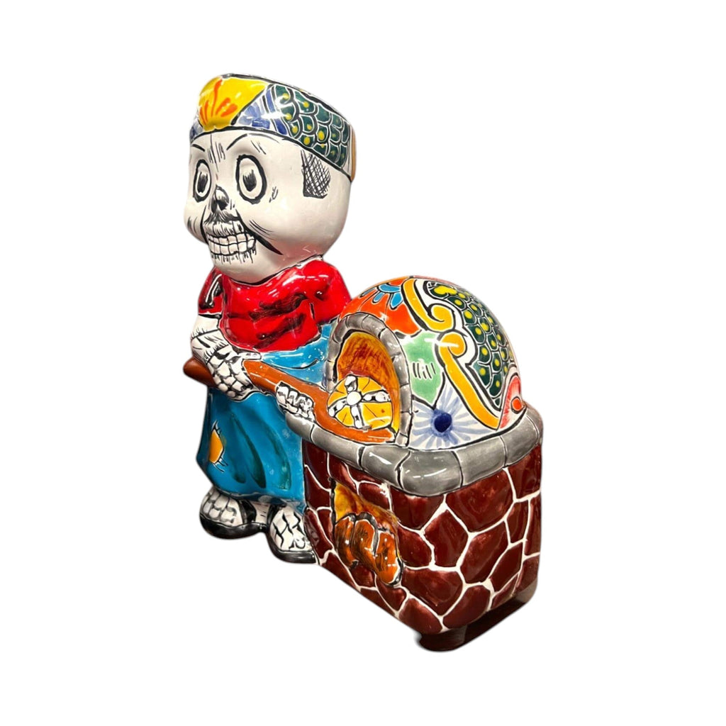 Talavera Skeleton Cook | 8" Day of the Dead Chef Figurine with Oven Talavera Statue La Vie Bien Talavera Skeleton Cook | 8" Day of the Dead Chef Figurine with Oven