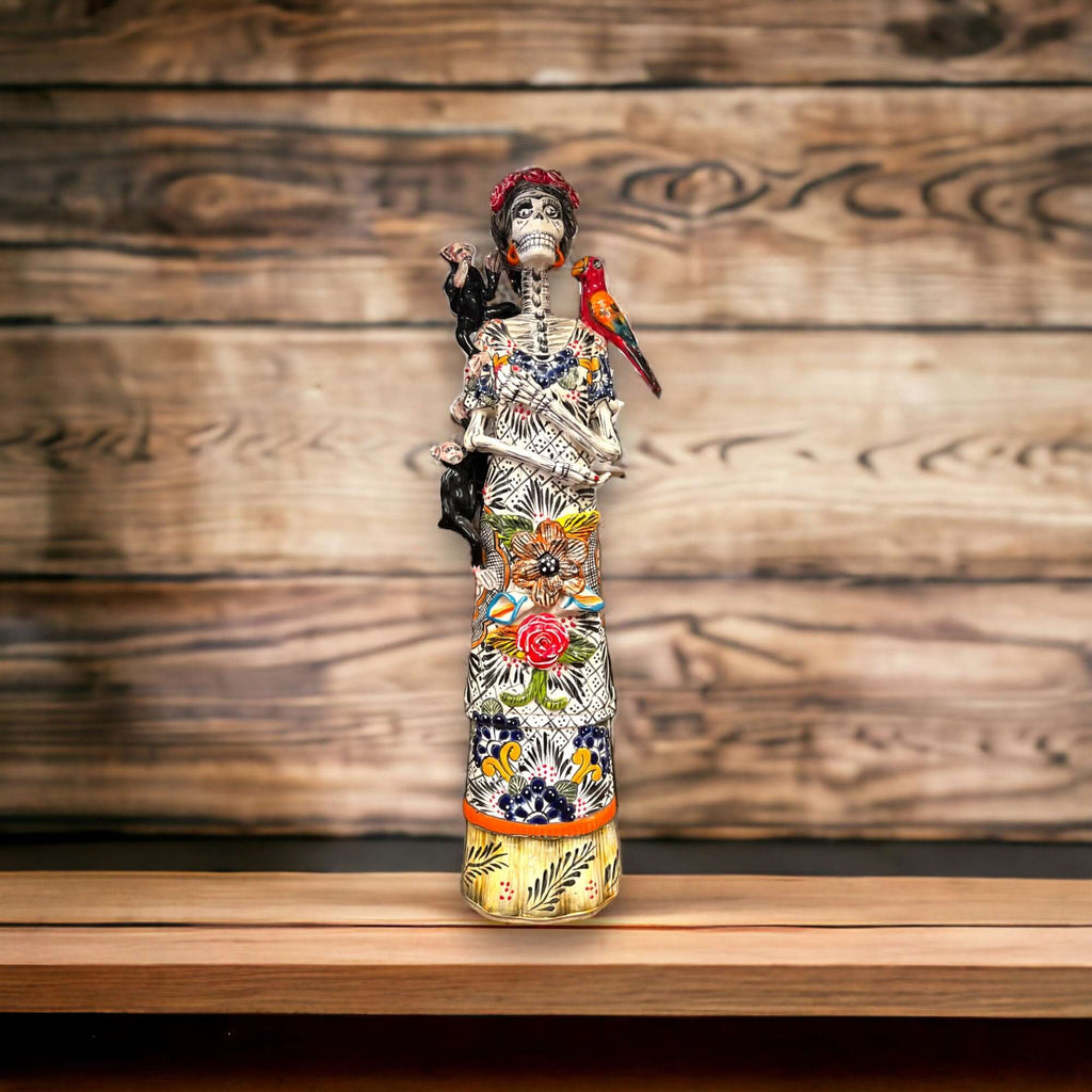 Talavera Skeleton Woman | Handmade Day of the Dead Pottery (Medium) Talavera Statue La Vie Bien Talavera Skeleton Woman | Handmade Day of the Dead Pottery (Medium)