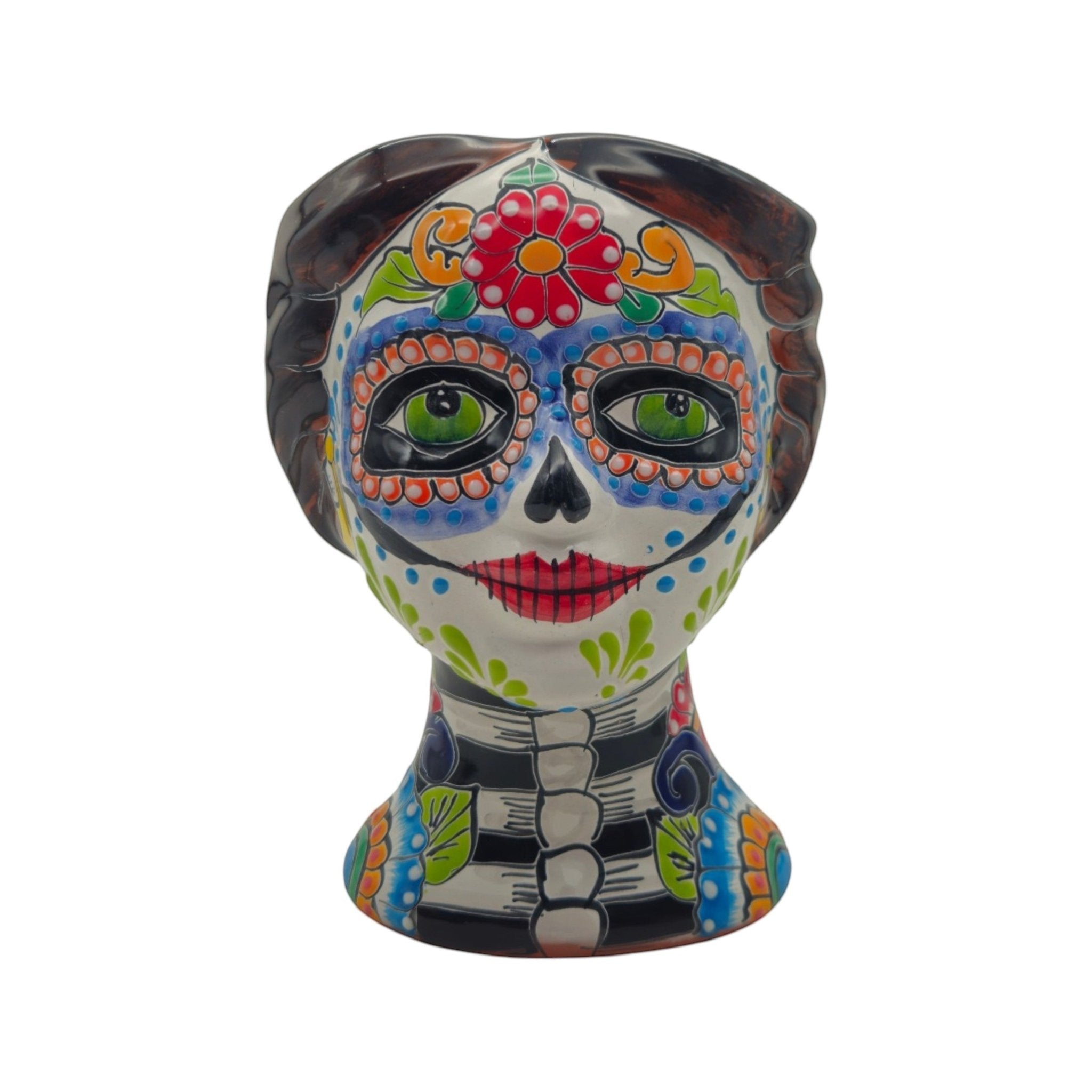 Talavera Skull Face Planter | Hand-Painted Day of the Dead Pottery Talavera Planter La Vie Bien Talavera Skull Face Planter | Hand-Painted Day of the Dead Pottery
