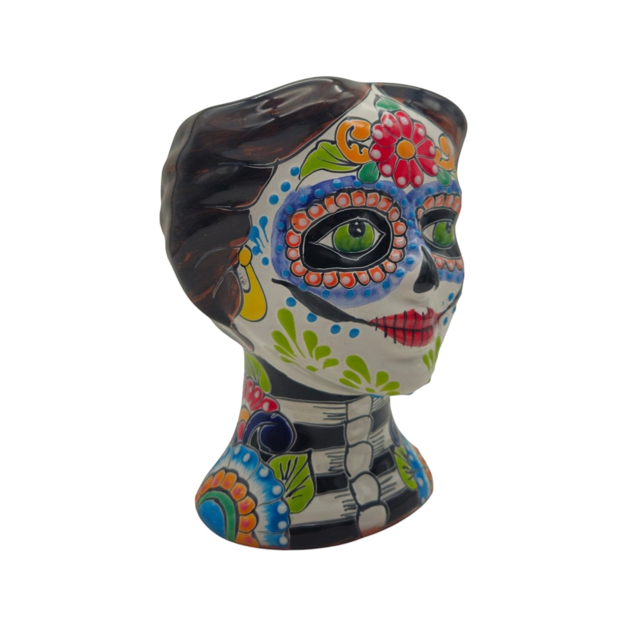 Talavera Skull Face Planter | Hand-Painted Day of the Dead Pottery Talavera Planter La Vie Bien Talavera Skull Face Planter | Hand-Painted Day of the Dead Pottery