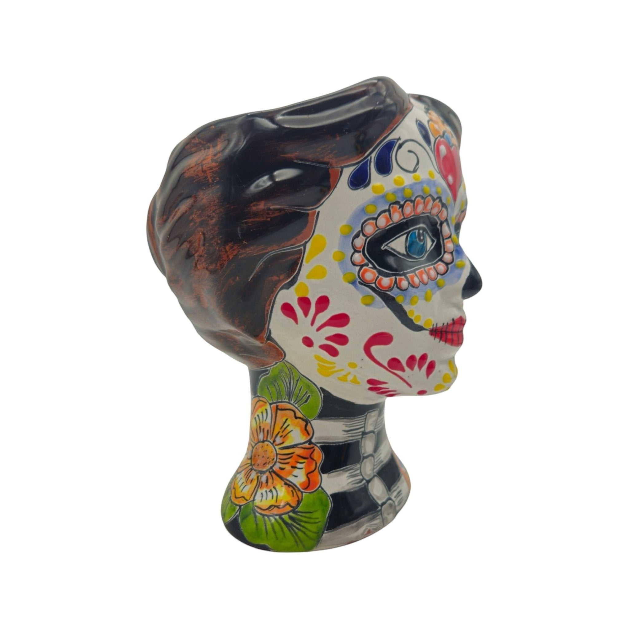 Talavera Skull Face Planter | Hand-Painted Day of the Dead Pottery Talavera Planter La Vie Bien Talavera Skull Face Planter | Hand-Painted Day of the Dead Pottery