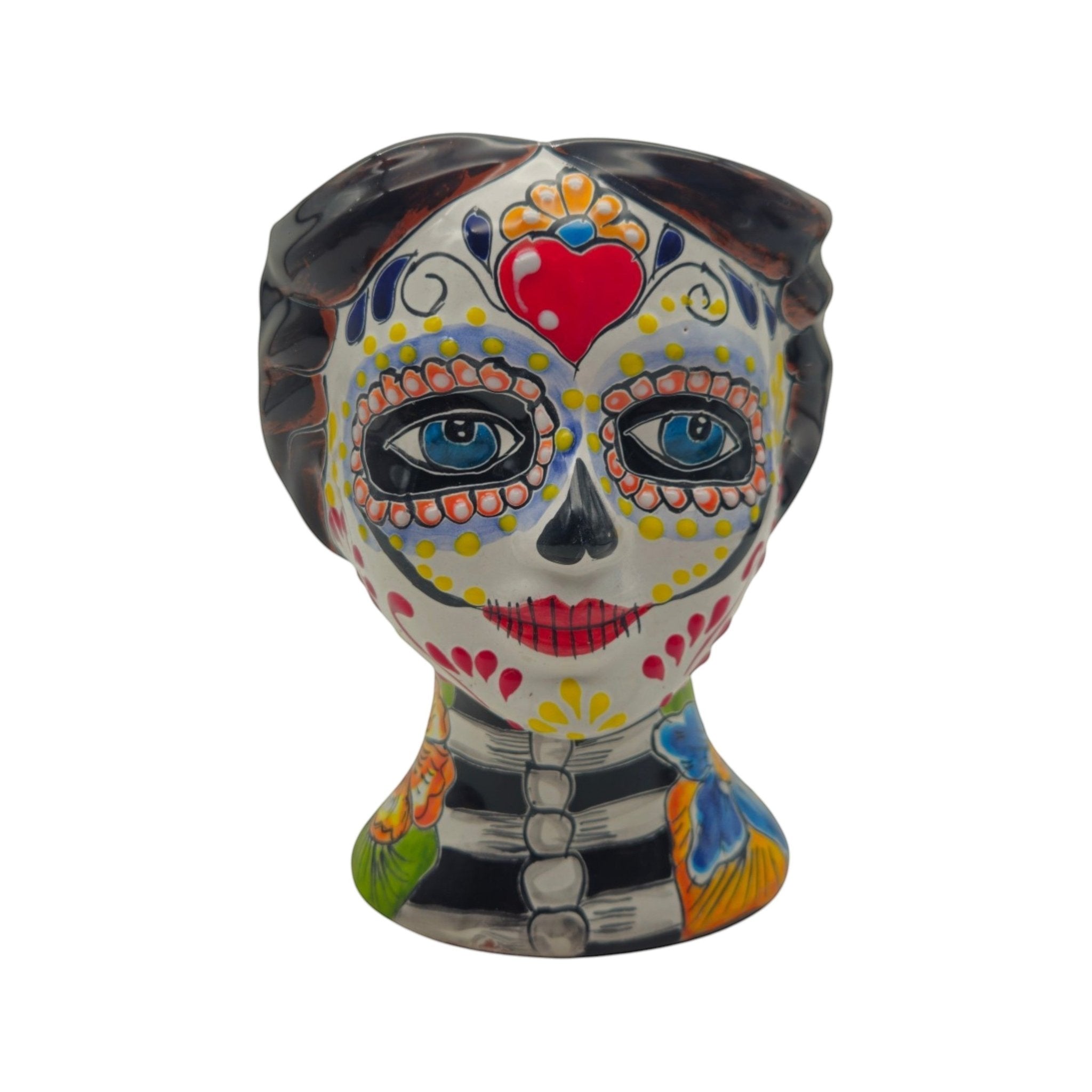 Talavera Skull Face Planter | Hand-Painted Day of the Dead Pottery Talavera Planter La Vie Bien Talavera Skull Face Planter | Hand-Painted Day of the Dead Pottery