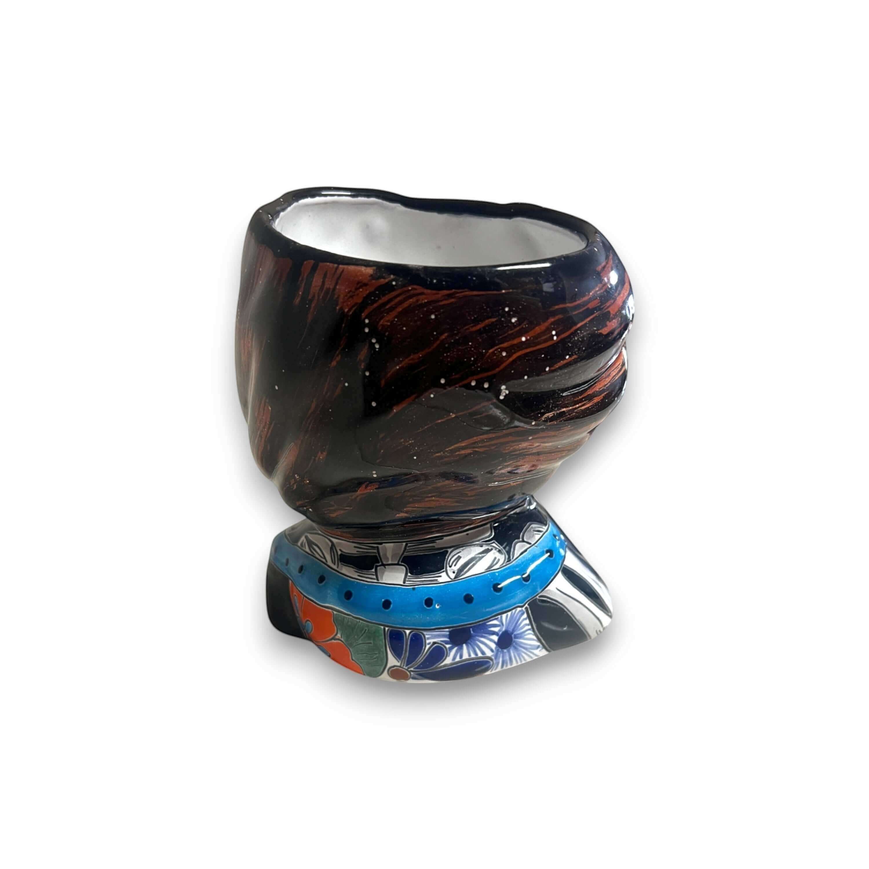 Talavera Skull Girl Planter | Hand-Painted Day of the Dead Pot