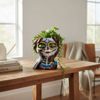 Talavera Skull Girl Planter | Hand - Painted Day of the Dead Pot Talavera Planter La Vie Bien Talavera Skull Girl Planter | Hand - Painted Day of the Dead Pot