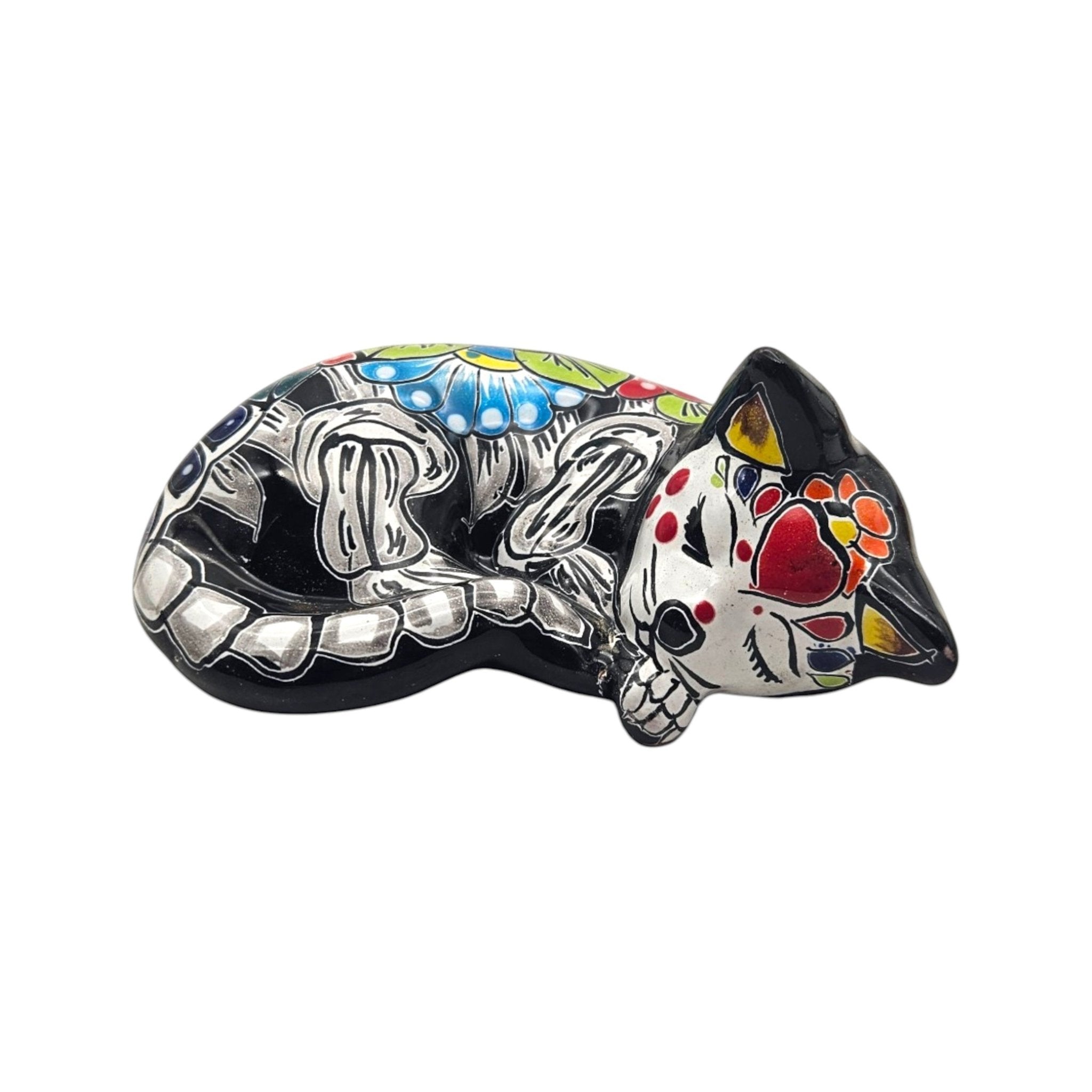 Talavera Sleeping Cat Figurine | Hand-Painted Mexican Decor Talavera Figurine La Vie Bien Talavera Sleeping Cat Figurine | Hand-Painted Mexican Decor