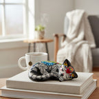 Talavera Sleeping Cat Figurine | Hand-Painted Mexican Decor Talavera Figurine La Vie Bien Talavera Sleeping Cat Figurine | Hand-Painted Mexican Decor