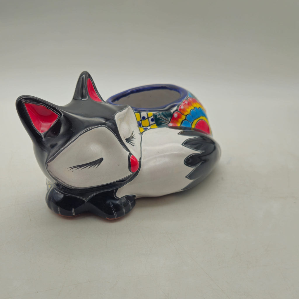 Talavera Sleeping Fox Planter | Hand-Painted Mexican Pottery