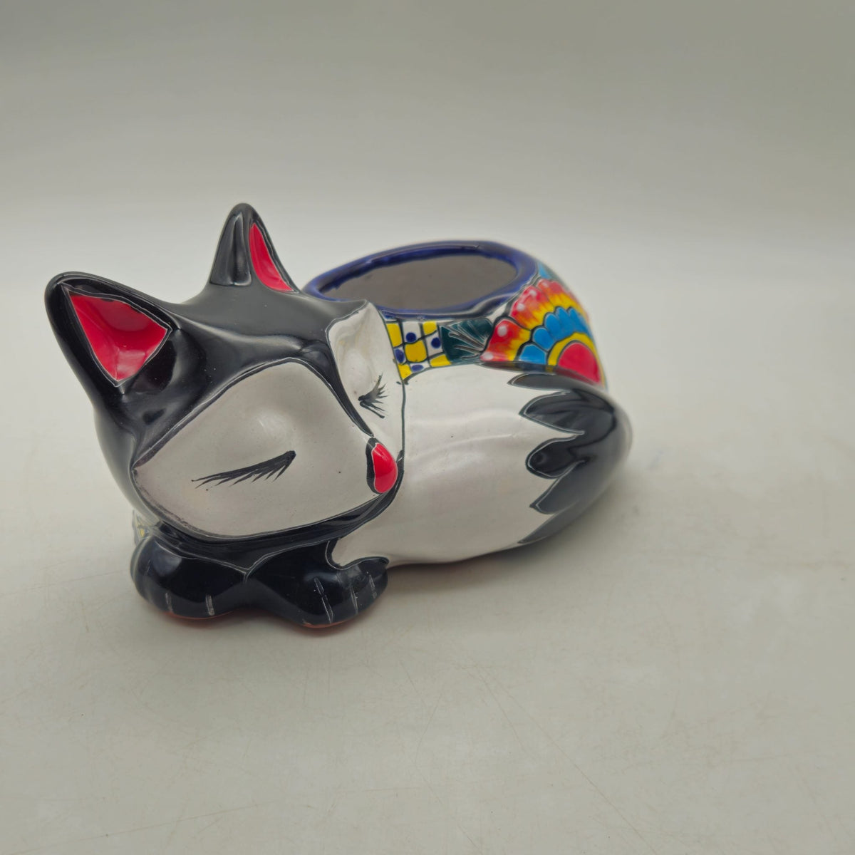 Talavera Sleeping Fox Planter | Hand-Painted Mexican Pottery