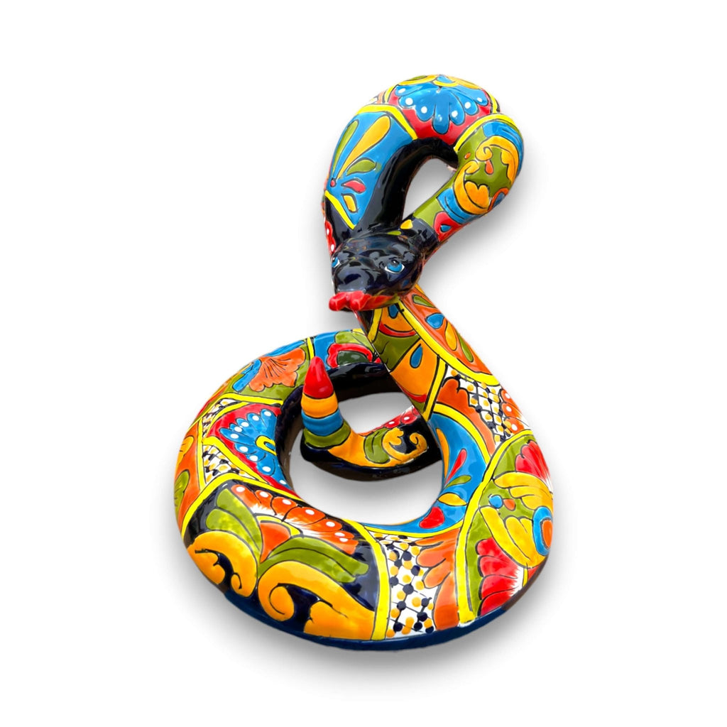 Talavera Snake Statue | Multicolor Handcrafted Mexican Rattlesnake Talavera Statue La Vie Bien Talavera Snake Statue | Multicolor Handcrafted Mexican Rattlesnake