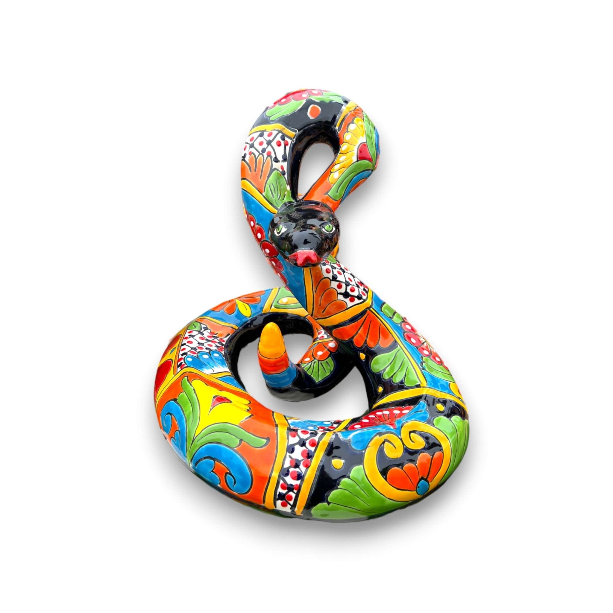 Talavera Snake Statue | Multicolor Handcrafted Mexican Rattlesnake Talavera Statue La Vie Bien Talavera Snake Statue | Multicolor Handcrafted Mexican Rattlesnake