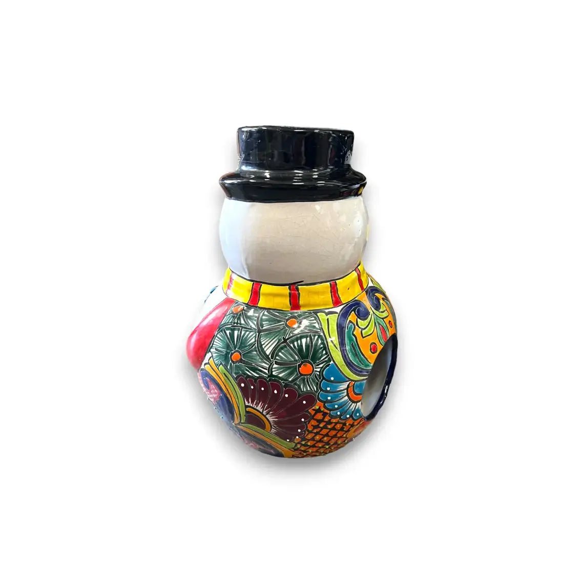 Talavera Snowman Figurine | Festive Hand-Painted Holiday Art Talavera Statue La Vie Bien Talavera Snowman Figurine | Festive Hand-Painted Holiday Art