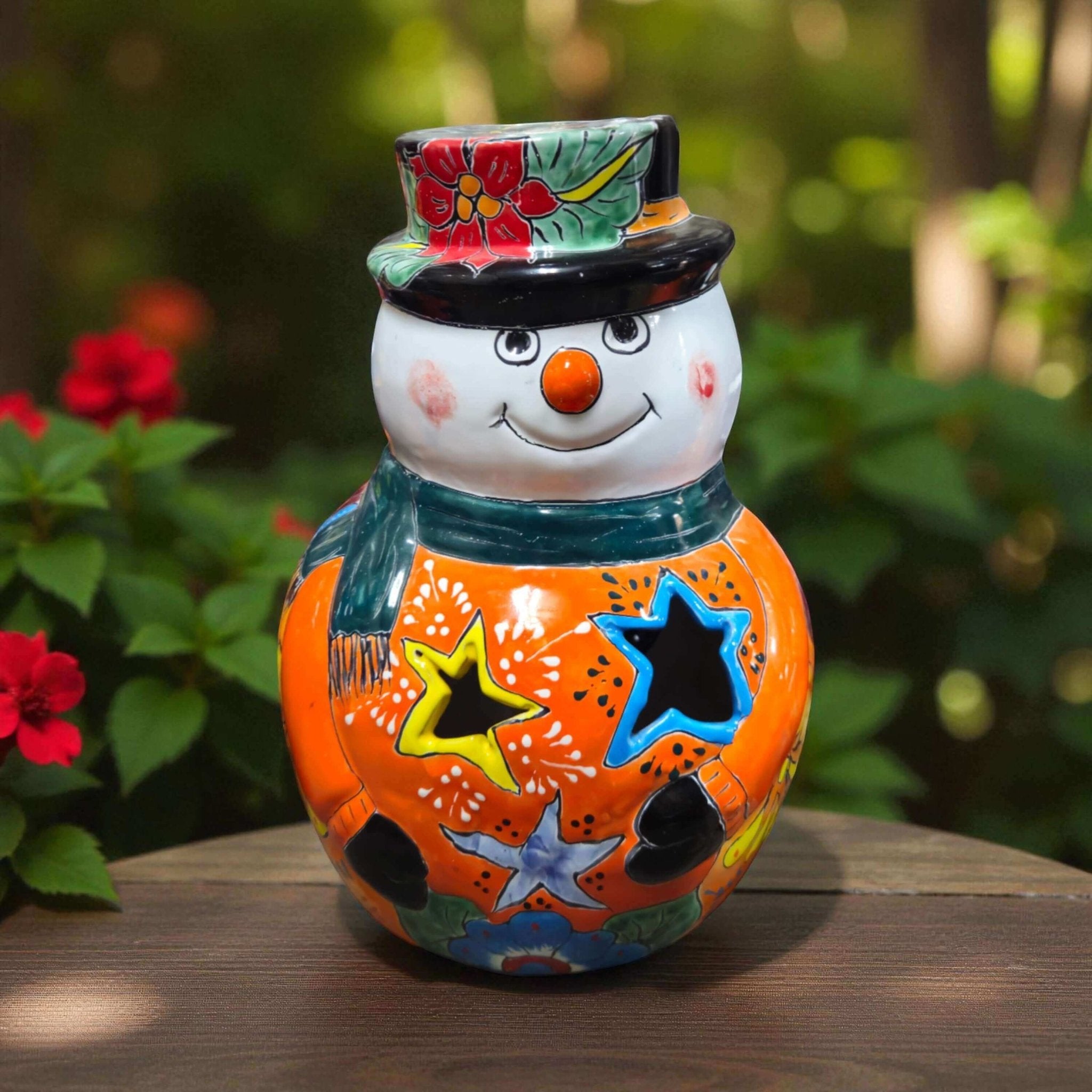 Talavera Snowman Figurine | Festive Hand - Painted Holiday Art Talavera Statue La Vie Bien Talavera Snowman Figurine | Festive Hand - Painted Holiday Art