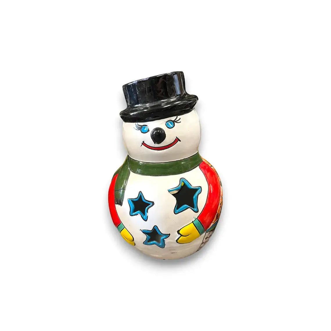 Talavera Snowman Figurine | Festive Hand-Painted Holiday Art Talavera Statue La Vie Bien Talavera Snowman Figurine | Festive Hand-Painted Holiday Art