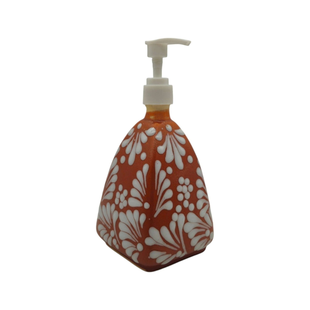 Talavera Soap Dispenser | Brown & White Pyramid Design Talavera Soap Dispenser La Vie Bien Talavera Soap Dispenser | Brown & White Pyramid Design