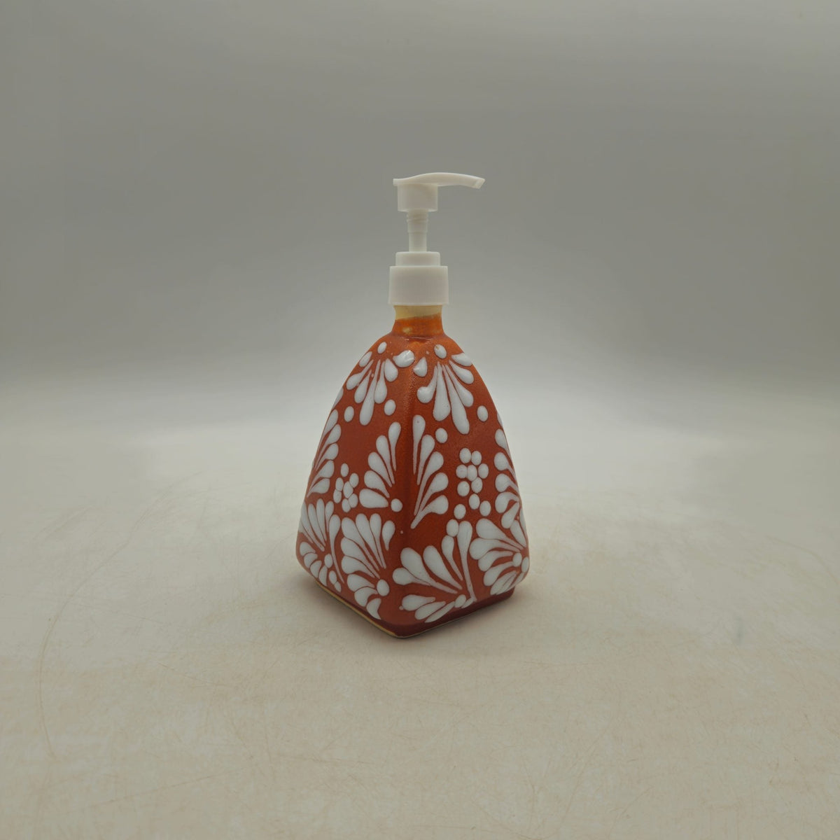 Talavera Soap Dispenser | Brown & White Pyramid Design
