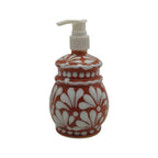 Talavera Soap Dispenser | Floral Brown & White Design Talavera Soap Dispenser La Vie Bien Talavera Soap Dispenser | Floral Brown & White Design