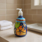 Talavera Soap Dispenser | Hand-Painted Mexican Ceramic Bathroom Decor Talavera Soap Dispenser La Vie Bien Talavera Soap Dispenser | Hand-Painted Mexican Ceramic Bathroom Decor