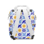 Talavera Sol Baby Diaper Backpack — Mediterranean Tile Print Multifunctional Nappy Bag Bags La Vie Bien Talavera Sol Baby Diaper Backpack — Mediterranean Tile Print Multifunctional Nappy Bag