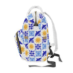Talavera Sol Baby Diaper Backpack — Mediterranean Tile Print Multifunctional Nappy Bag Bags La Vie Bien Talavera Sol Baby Diaper Backpack — Mediterranean Tile Print Multifunctional Nappy Bag