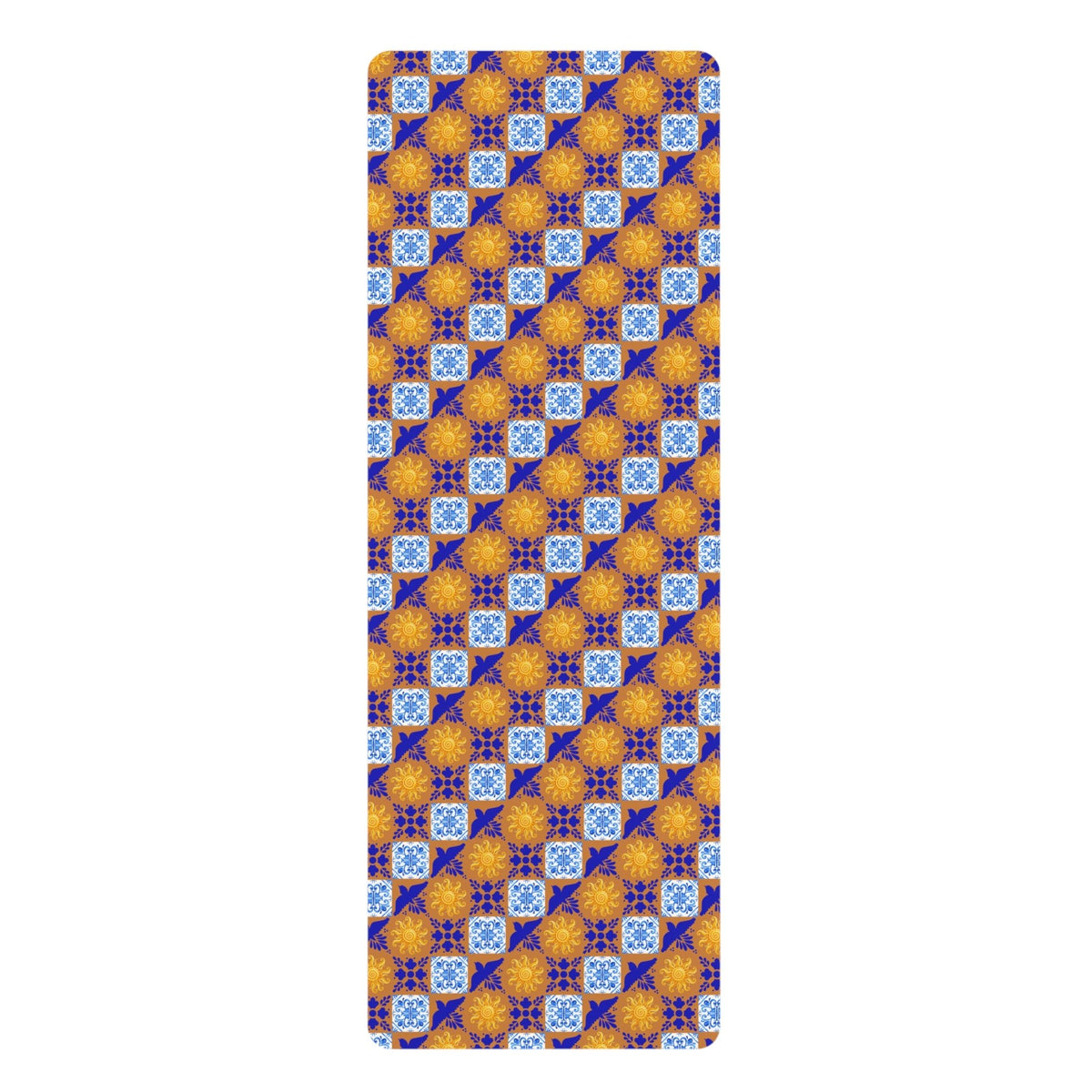 Talavera Sol Tile Pattern Rubber Yoga Mat, Mediterranean Geometric Design Home Decor La Vie Bien Talavera Sol Tile Pattern Rubber Yoga Mat, Mediterranean Geometric Design