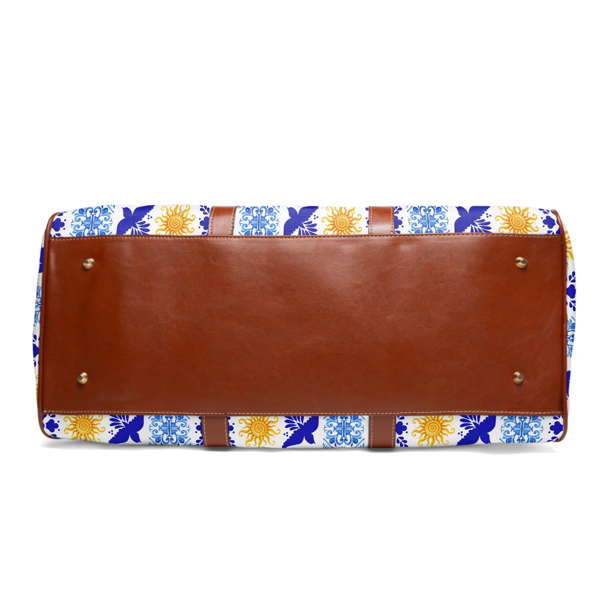 Talavera Sol Tile Print Waterproof Travel Bag, Duffle with Sun and Bird Pattern Bags La Vie Bien Talavera Sol Tile Print Waterproof Travel Bag, Duffle with Sun and Bird Pattern