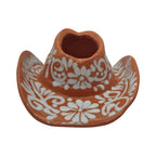 Talavera Sombrero Planter | Brown & White Floral Design Talavera Planter La Vie Bien Talavera Sombrero Planter | Brown & White Floral Design