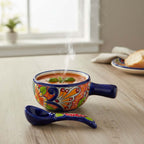 Talavera Soup Bowl with Lid | Hand-Painted Ceramic Talavera Salsa Bowl La Vie Bien Talavera Soup Bowl with Lid | Hand-Painted Ceramic