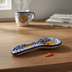 Talavera Spoon Rest | Blue & White Monarch Butterfly