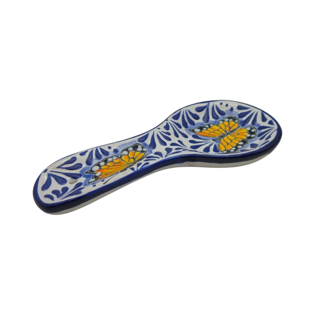 Talavera Spoon Rest | Blue & White Monarch Butterfly Talavera Spoon Rest La Vie Bien Talavera Spoon Rest | Blue & White Monarch Butterfly