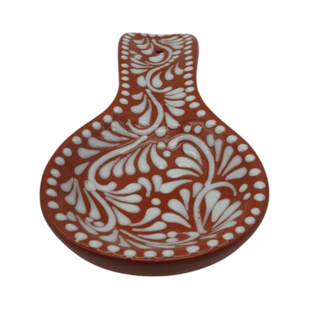 Talavera Spoon Rest | Brown & White Handcrafted Design Talavera Spoon Rest La Vie Bien Talavera Spoon Rest | Brown & White Handcrafted Design