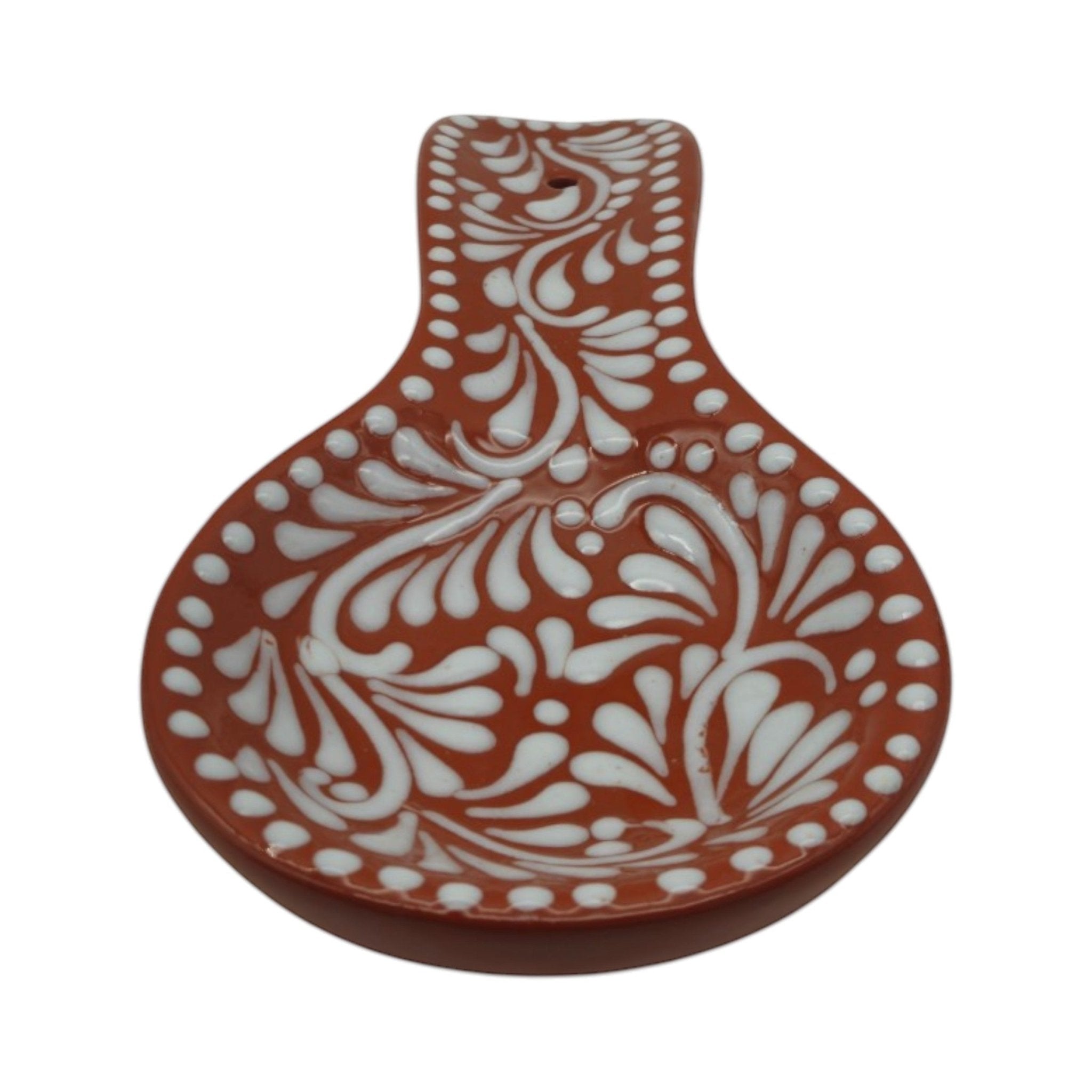Talavera Spoon Rest | Brown & White Handcrafted Design Talavera Spoon Rest La Vie Bien Talavera Spoon Rest | Brown & White Handcrafted Design