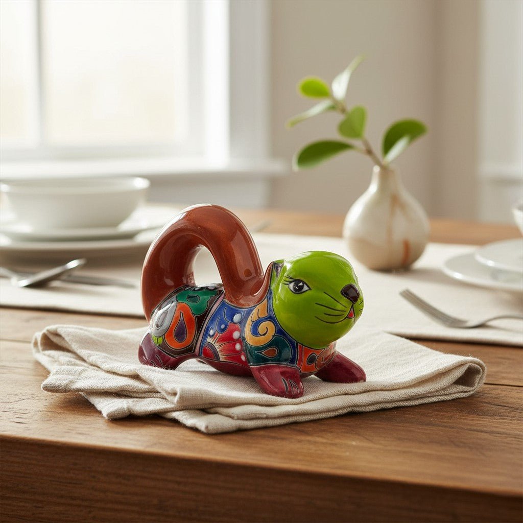 Talavera Squirrel Statue | Colorful Hand-Painted Mexican Figurine Talavera Statue La Vie Bien Talavera Squirrel Statue | Colorful Hand-Painted Mexican Figurine