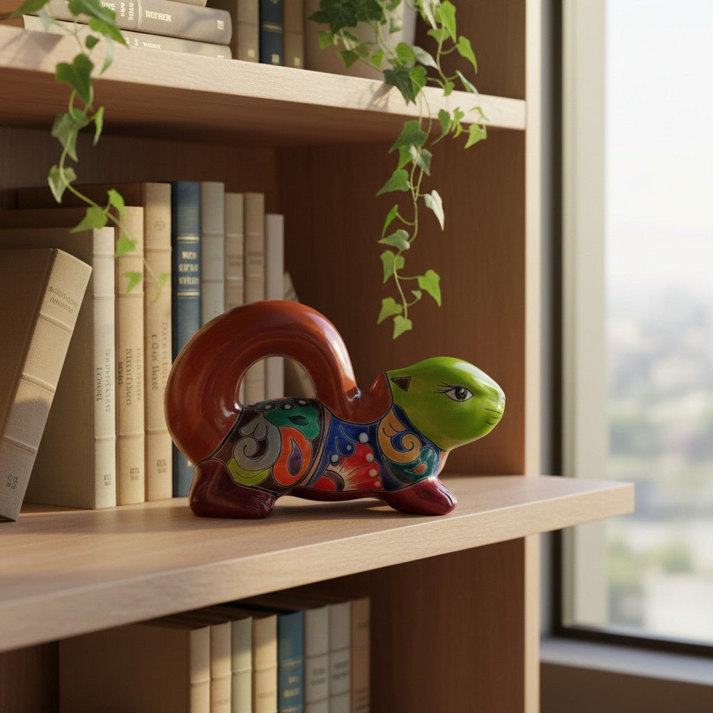 Talavera Squirrel Statue | Colorful Hand-Painted Mexican Figurine Talavera Statue La Vie Bien Talavera Squirrel Statue | Colorful Hand-Painted Mexican Figurine