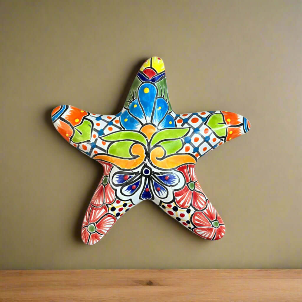 Talavera Starfish Decor | Hand - Painted Mexican Wall Art Talavera Wall Art La Vie Bien Talavera Starfish Decor | Hand - Painted Mexican Wall Art