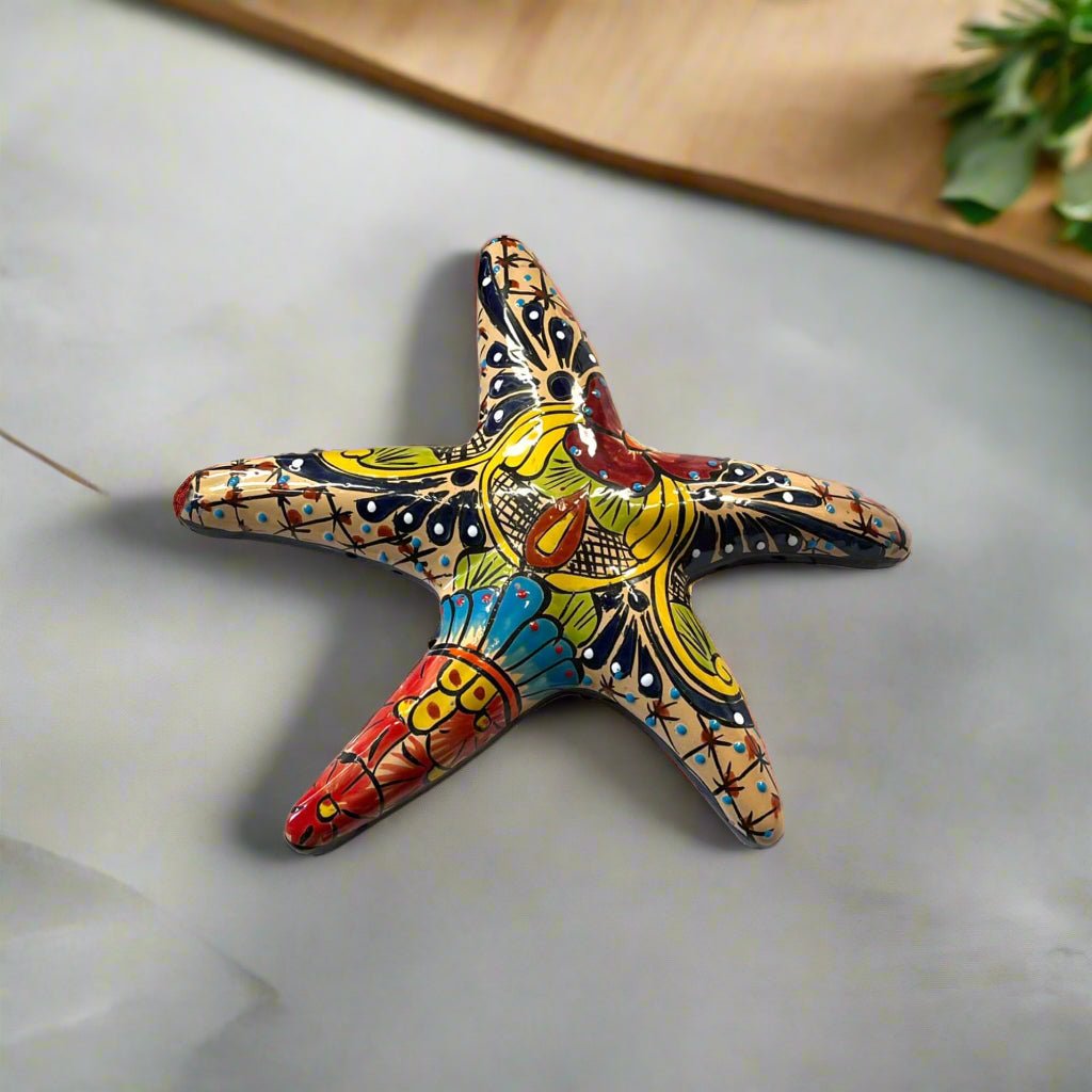 Talavera Starfish Decor | Hand - Painted Mexican Wall Art Talavera Wall Art La Vie Bien Talavera Starfish Decor | Hand - Painted Mexican Wall Art