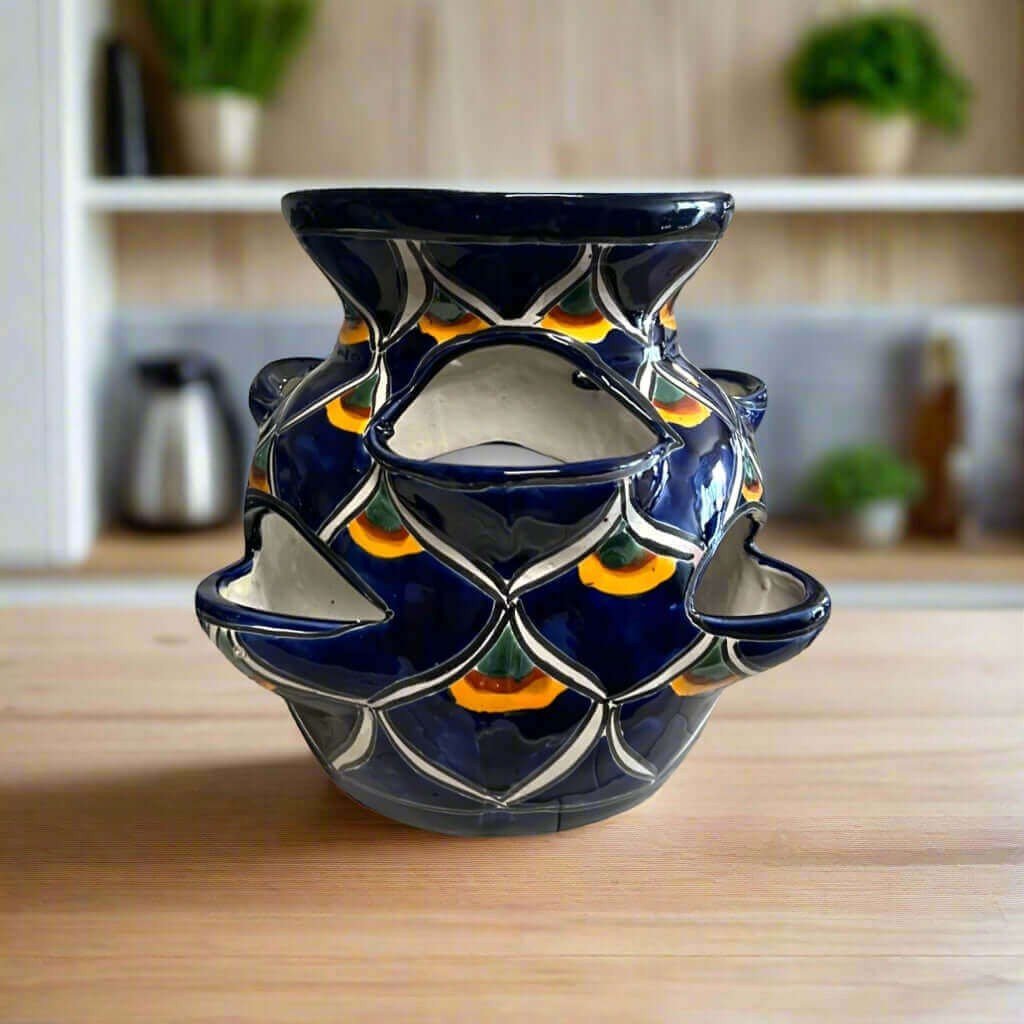 Talavera Strawberry Planter | Blue Peacock Design Talavera Planter La Vie Bien Talavera Strawberry Planter | Blue Peacock Design