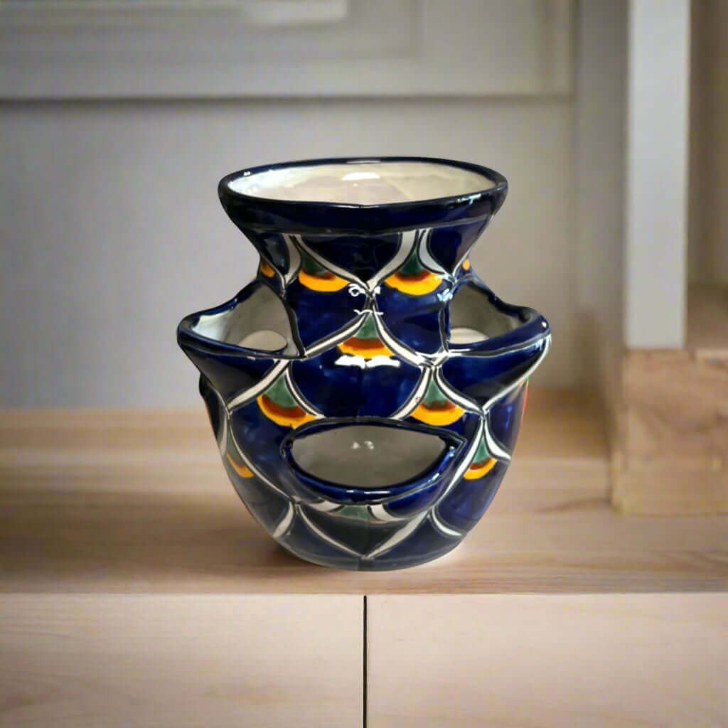 Talavera Strawberry Planter | Blue Peacock Design Talavera Planter La Vie Bien Talavera Strawberry Planter | Blue Peacock Design