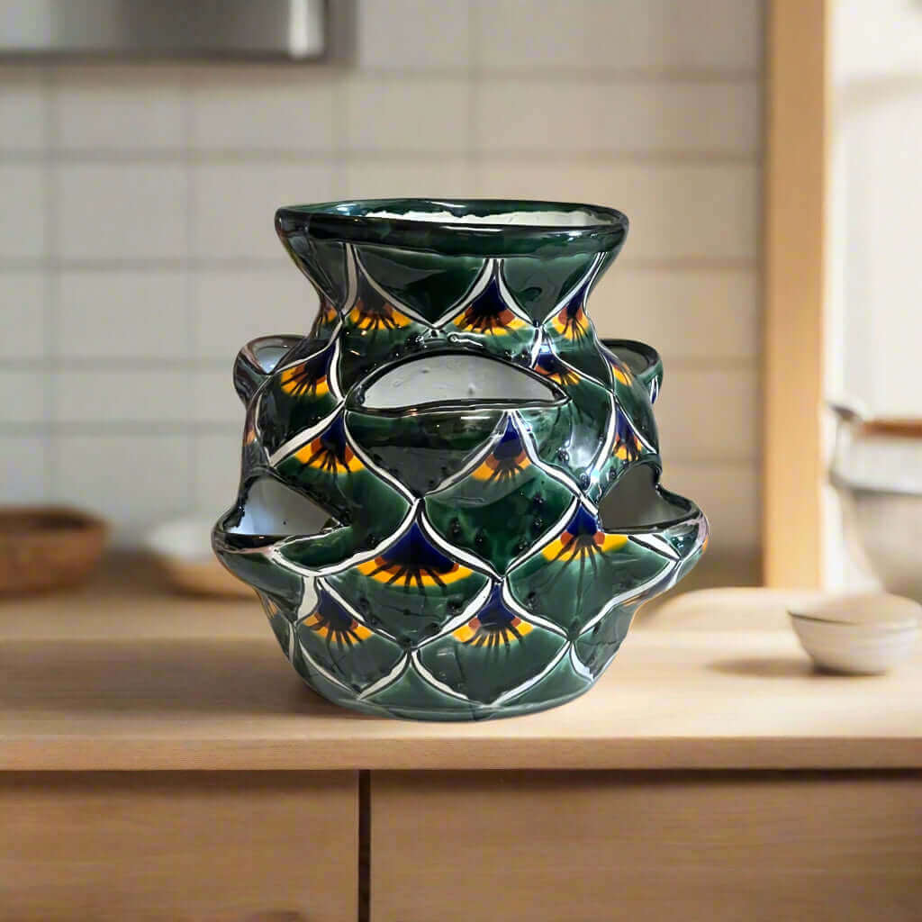 Talavera Strawberry Planter | Green Peacock Design