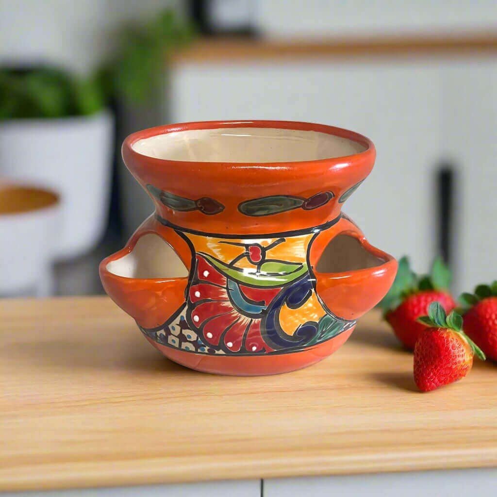 Talavera Strawberry Planter | Hand - Painted Mexican Pot Talavera Planter La Vie Bien Talavera Strawberry Planter | Hand - Painted Mexican Pot