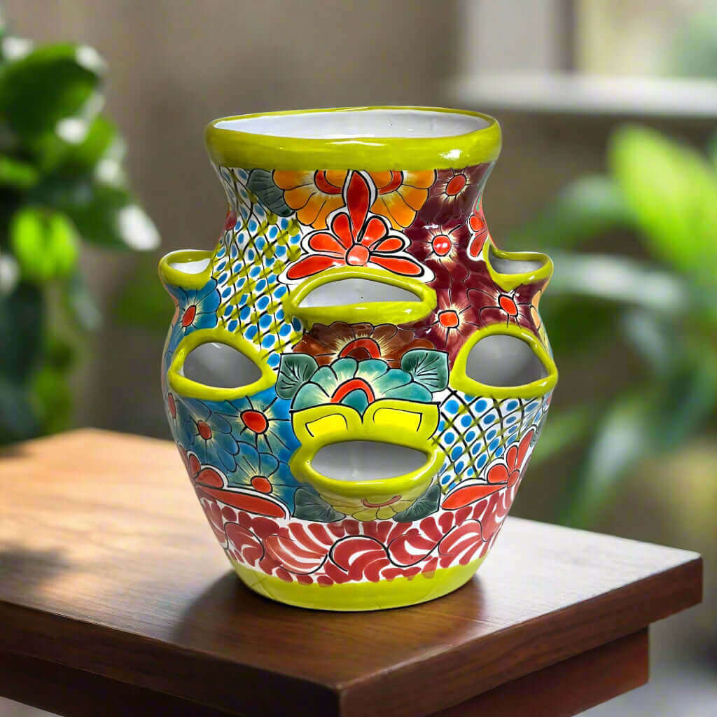 Talavera Strawberry Planter Pot | Hand - Painted Mexican Ceramic Talavera Planter La Vie Bien Talavera Strawberry Planter Pot | Hand - Painted Mexican Ceramic