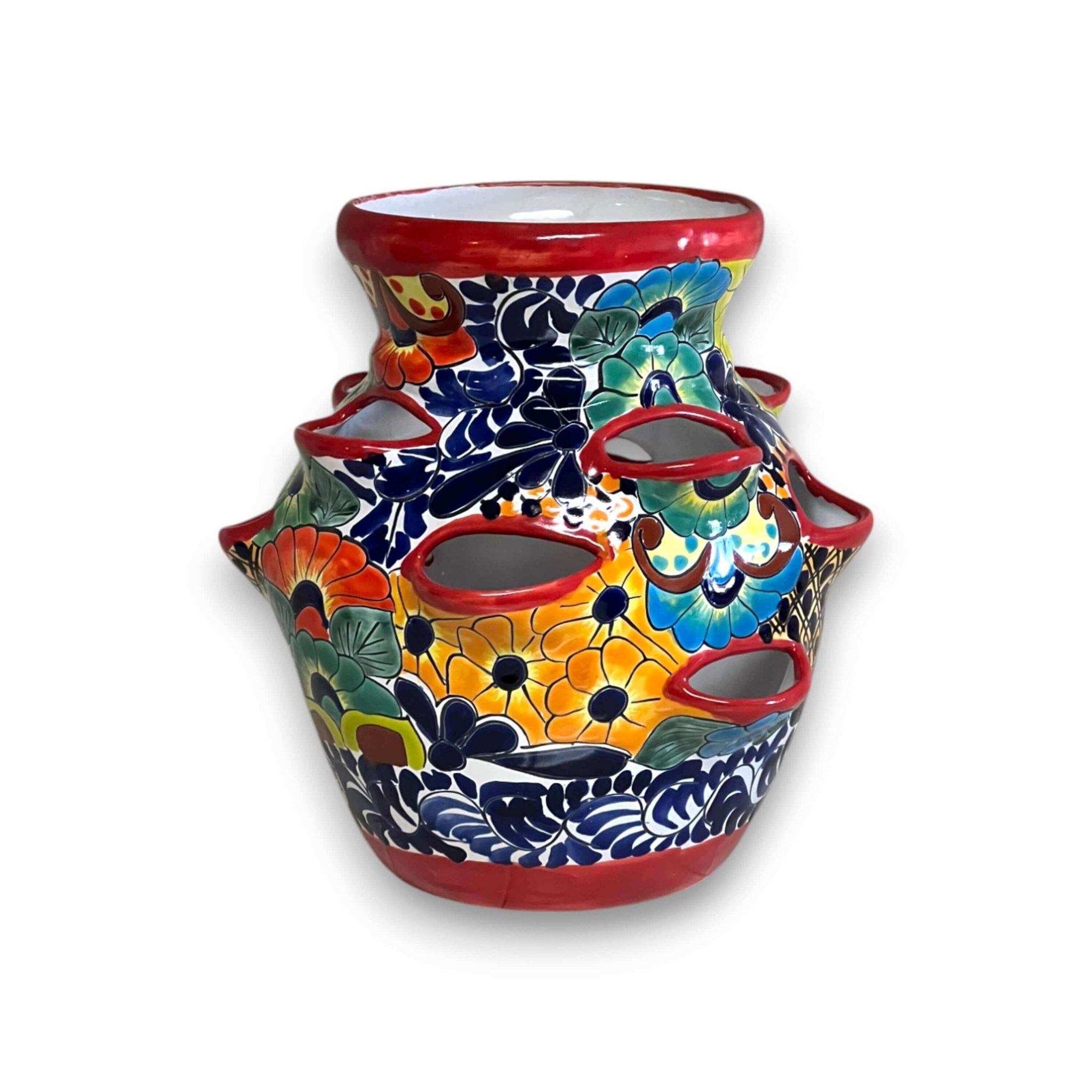 Talavera Strawberry Planter Pot | Hand - Painted Mexican Ceramic Talavera Planter La Vie Bien Talavera Strawberry Planter Pot | Hand - Painted Mexican Ceramic