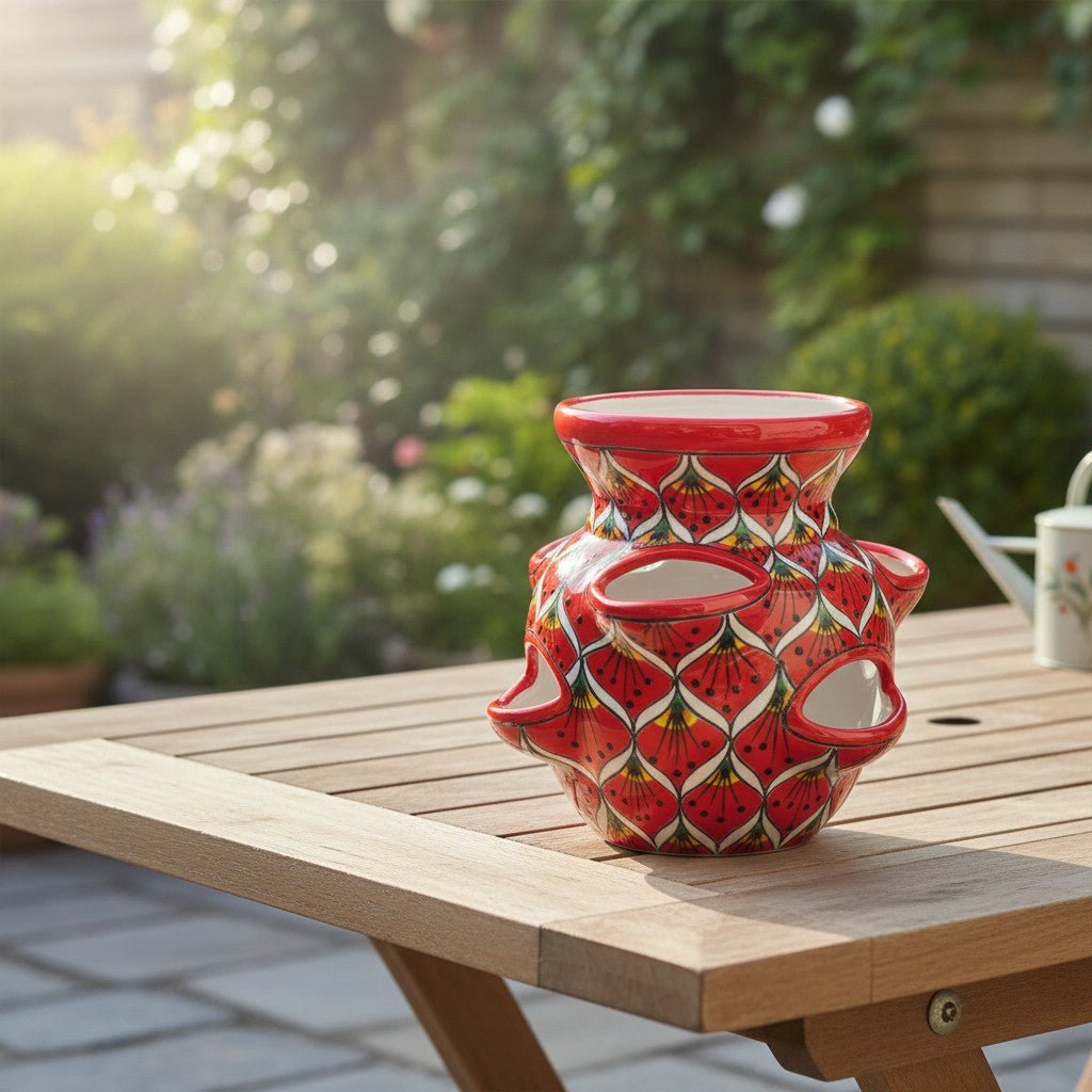 Talavera Strawberry Planter | Red Peacock Design Talavera Planter La Vie Bien Talavera Strawberry Planter | Red Peacock Design