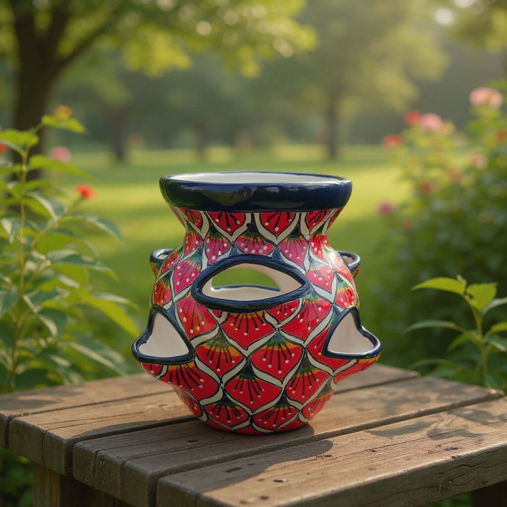 Talavera Strawberry Planter | Red Peacock Design Talavera Planter La Vie Bien Talavera Strawberry Planter | Red Peacock Design