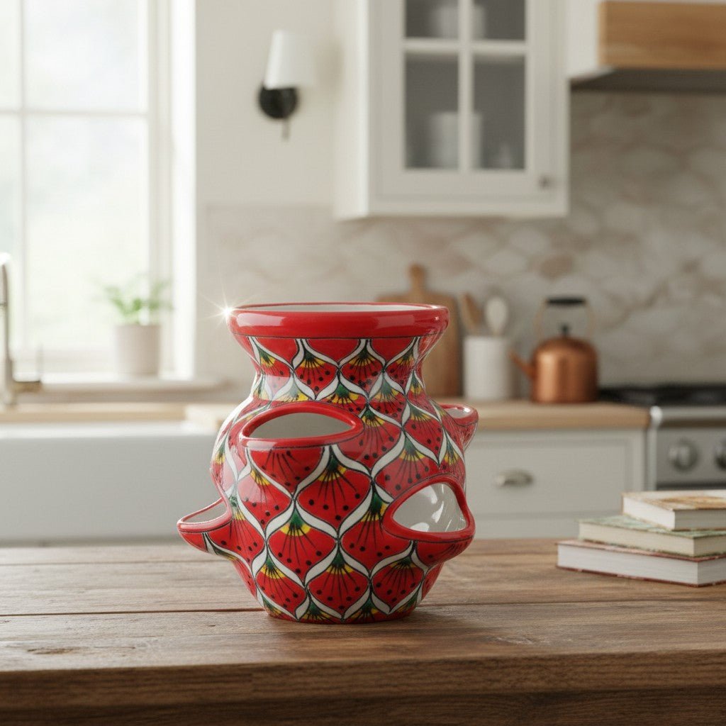 Talavera Strawberry Planter | Red Peacock Design Talavera Planter La Vie Bien Talavera Strawberry Planter | Red Peacock Design