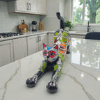 Talavera Stretching Cat Figurine | Mexican Day of the Dead Art Talavera Statue La Vie Bien Talavera Stretching Cat Figurine | Mexican Day of the Dead Art