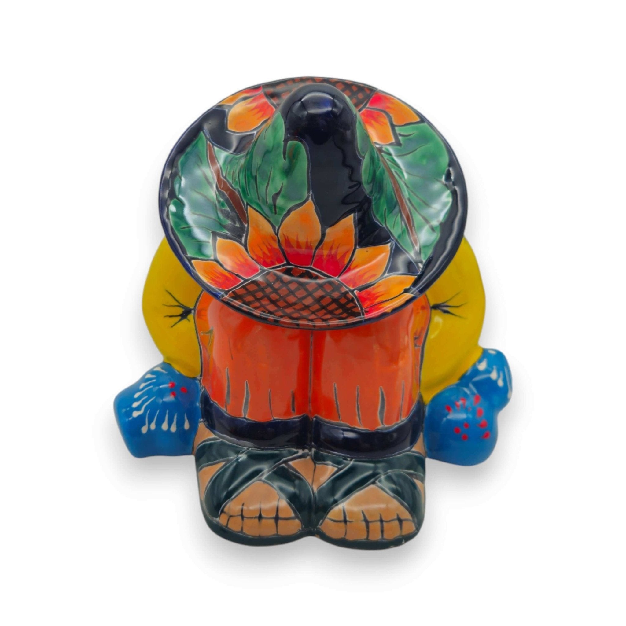 Talavera Sunflower Panchito Canister | Handcrafted Mexican Art Talavera Statue La Vie Bien Talavera Sunflower Panchito Canister | Handcrafted Mexican Art