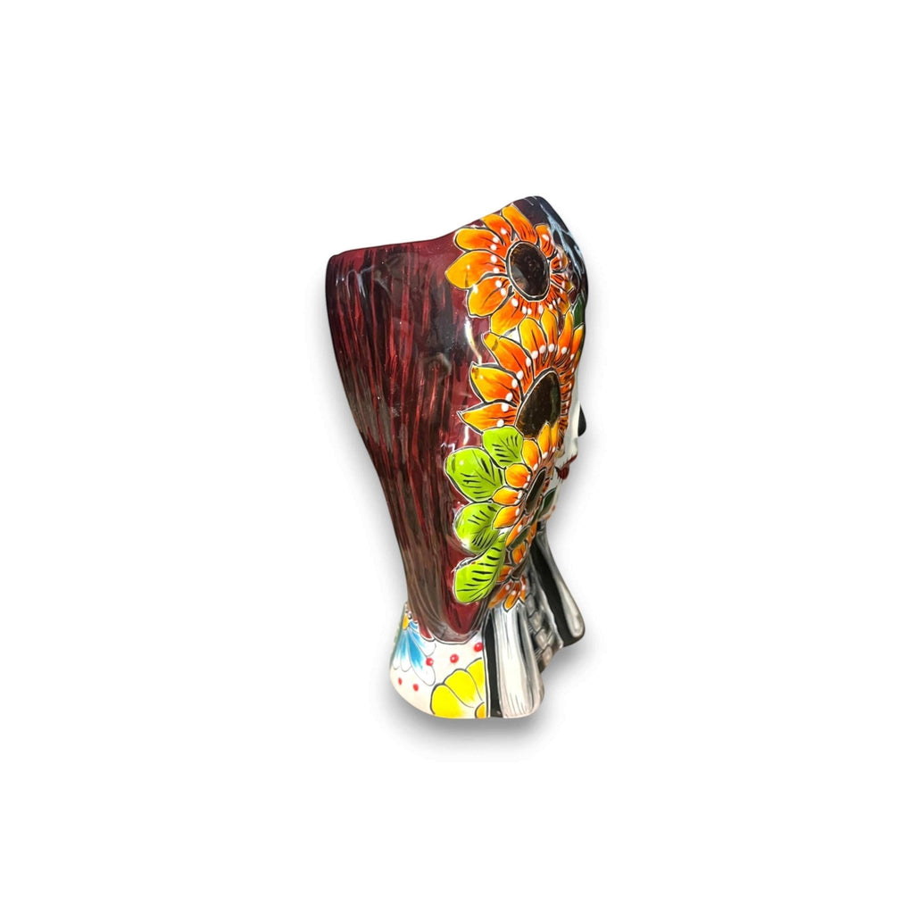 Talavera Sunflower Skull Planter | Handcrafted Day of the Dead Pot Talavera Planter La Vie Bien Talavera Sunflower Skull Planter | Handcrafted Day of the Dead Pot