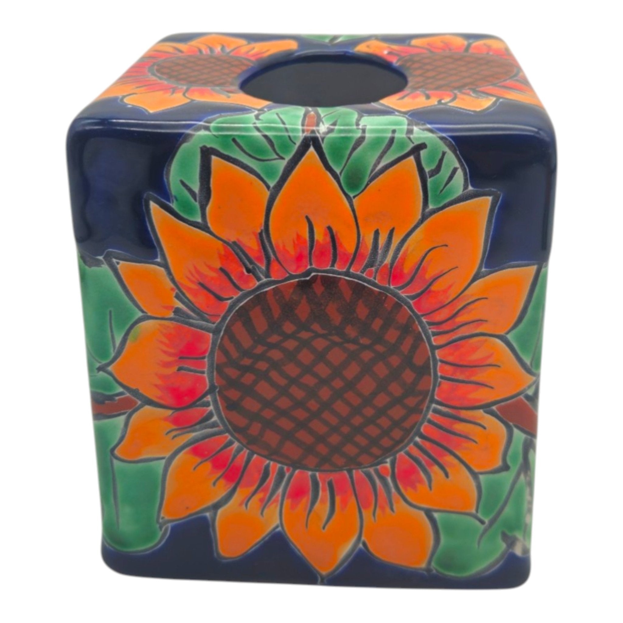 Talavera Sunflower Tissue Box | Hand-Painted Ceramic Decor Talavera Tissue Box La Vie Bien Talavera Sunflower Tissue Box | Hand-Painted Ceramic Decor