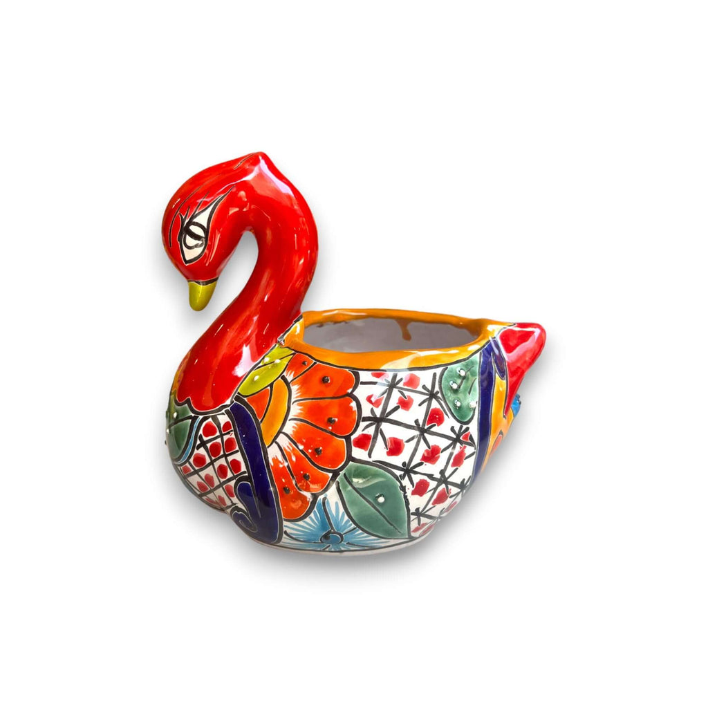 Talavera Swan Planter | Colorful Hand - Painted Mexican Pottery Talavera Planter La Vie Bien Talavera Swan Planter | Colorful Hand - Painted Mexican Pottery